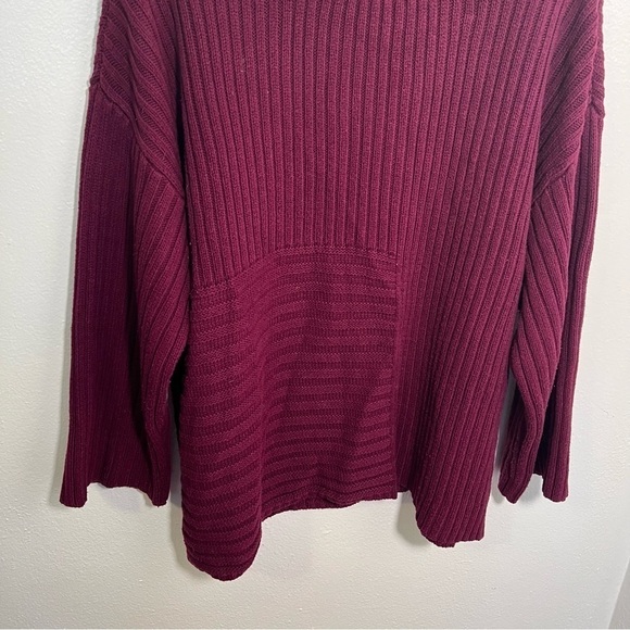 Vince Camuto Mock Neck Sweater Ribbed Burgundy - Picture 6 of 15